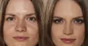 Przed i po: jak pozbyć się tłustej cery. Po lewej widać błyszczącą skórę, po prawej matową i wygładzoną.