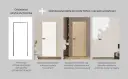 Ościeżnica ukryta aluminiowa i skrzydła drzwiowe TAFLA: lakierowane, fornirowane, malowane pod kolor ściany.