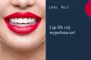 Usta po zabiegu lip lift, z idealnie białymi zębami i czerwonymi ustami.