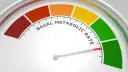 Wskaźnik tempa metabolizmu spoczynkowego. Czerwony obszar sugeruje, co to choroba metaboliczna, zielony to optymalny wynik.