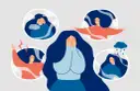 Ilustracja pokazuje różne stany emocjonalne: smutek, złość, radość, stres. To pokazuje, co to są zaburzenia emocjonalne.