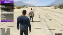 Menu "add task" w grze GTA V z opcją "Fight Ped" i dwoma postaciami na tle pustynnego krajobrazu.