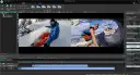Darmowy edytor wideo VSDC pozwala na tworzenie dynamicznych klipów, łącząc snowboardzistę z narciarzem wodnym.