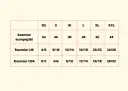 Tabela rozmiarów: europejski 38 to S, UK 8/10, USA 8/10. Jaki to rozmiar 8?