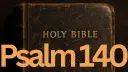 Stara, skórzana Biblia z napisem "Holy Bible" i pomarańczowym tekstem "Psalm 140".