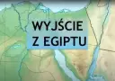 Mapa Bliskiego Wschodu z napisem "Wyjście z Egiptu". Mojżesz wyprowadził ich z Egiptu, prowadząc przez pustynię.