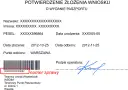Potwierdzenie złożenia wniosku o wydanie paszportu z numerem sprawy i kodem kreskowym.