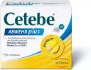 Verpackung von Cetebe Abwehr plus mit Kapseln, Vitamin C, D und Zink.