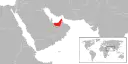 Mapa pokazuje Zjednoczone Emiraty Arabskie, gdzie leży Dubaj, na Półwyspie Arabskim.