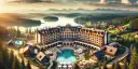 Luksusowy resort w otoczeniu gór i lasów, z basenem i licznymi domkami. To miejsce, gdzie można odpocząć i poczuć, co to znaczy resort.