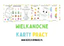 Wielkanocne karty pracy do druku: kolorowanki, zadania z króliczkiem i pisankami.