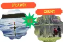 Spławik vs. grunt: jak ustawić grunt na spławik? Obrazek porównuje dwie metody wędkowania.