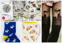 Pamiątki z Poznania gdzie kupić? Gra memo, skarpetki z koziołkami, kubek z rogalami i rajstopy z panoramą miasta.