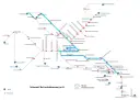 Schemat linii autobusowej nr 6 Żeglugi Ostródzko-Elbląskiej. Mapa pokazuje trasy i przystanki, m.in. w Ostródzie, Elblągu i okolicach.