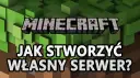Minecraft: Jak stworzyć własny serwer? Grafika z blokami i logo gry.