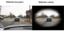 Porównanie widzenia: po lewej - normalne, po prawej - z jaskrą (widoczne ubytki w polu widzenia).