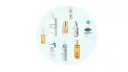 Collage verschiedener Kosmetikprodukte von Marken wie Olaplex, CeraVe, Cetaphil und The Ordinary.