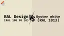 Porównanie kolorów: RAL Design (RAL 100 90 10) kontra Oyster white (RAL 1013).
