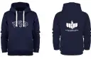 Granatowa bluza z kapturem z białym napisem "WSP" z przodu i logo uczelni z tyłu.