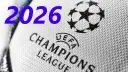 Zbliża się rok 2026, czas na emocjonujące półfinały Ligi Mistrzów! Widok na piłkę z logo UEFA Champions League.