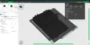 Drukarka 3D z dyszą 0.8 mm, przygotowująca do druku czarny, złożony model. Ustawienia jakości druku, takie jak wysokość warstwy 0.2 mm, są widoczne.