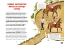 Ilustracja przedstawia dziewczynkę na koniu, ćwiczącą jazdę konną.