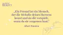 Ein Zitat von Albert Einstein über Freundschaft mit Illustration von zwei Fingern, die sich berühren.