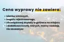 Napis "Cena wyprawy nie zawiera:" z listą ukrytych kosztów na tle tropikalnej wyspy.