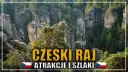 Imponująca, hruba skala w Czeskim Raju, porośnięta drzewami, z widoczną flagą Czech.