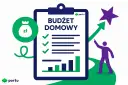 Zadbaj o swój budżet domowy! Ikony symbolizują finanse, cele i rozwój.