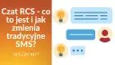 Czat RCS - co to jest i jak zmienia tradycyjne SMS? Ikony czatu i żarówki sugerują innowację.