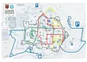 Mapa Zamość starówka z zaznaczonymi parkingami i trasami spacerowymi.
