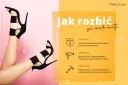 Nogi w czarnych sandałach na obcasie, obok ikon przedstawiających metody rozciągania butów.