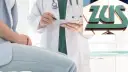 Lekarz z tabletem i logo ZUS. Czy lekarz może wystawić L4 wstecz?