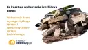 Ile kosztuje wyburzenie starego domu? Gruz po rozbiórce, ciężki sprzęt budowlany w tle.