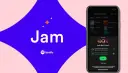 Telefon z aplikacją Spotify, na którym widać opcję dołączenia do "Jam" znajomych.