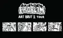 Czarno-biała grafika z napisem "PROBLEM ART BRUT 2 TOUR" i czterema panelami z rysunkami w stylu art brut, przypominającymi okładkę mixtape'u.