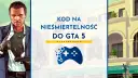 Nieśmiertelność w GTA 5 na PS5? Ten kod to klucz do niekończącej się zabawy! Postać z gry i kontroler.