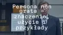 Mężczyzna w garniturze, z tekstem "Persona non grata - znaczenie, użycie i przykłady".