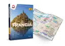 Przewodnik po Francji z mapą, przedstawiający Mont Saint-Michel i mapę kraju.