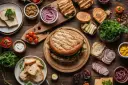 Unikaj objawów niedopasowania menu do gości! Oto jak uwzględnić diety vege i keto: grillowane kanapki, świeże warzywa, sosy i pieczywo.