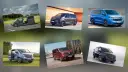Kolaż zdjęć przedstawiający różne modele busów osobowych.