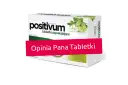 Pudełko tabletek uspokajających "positivum" z chmielem i kwiatami, z napisem "Opinia Pana Tabletki".