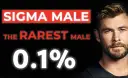 Twarz Chrisa Hemswortha obok napisu "SIGMA MALE THE RAREST MALE 0.1%".