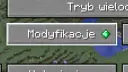 Ekran gry Minecraft z przyciskiem "Modyfikacje" i zielonym szmaragdem.
