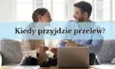 Para dyskutuje, kiedy pieniądze na koncie się pojawią, analizując rachunki i laptopa.