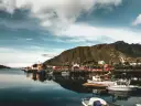 Malowniczy port w Norwegii z czerwonymi domkami i łodziami. Czy do Norwegii trzeba mieć paszport? Sprawdź przed podróżą!