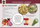 Co to bioodpady? Obrazek pokazuje, czego nie wrzucać do brązowego pojemnika: resztki zwierzęce, popiół, piasek, ziemię, drewno, trociny, padłe zwierzęta, odchody i tkaniny.