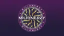 Logo "Milionerzy" z złotymi, stylizowanymi znakami zapytania. Kiedy leci ten program, emocje rosną!