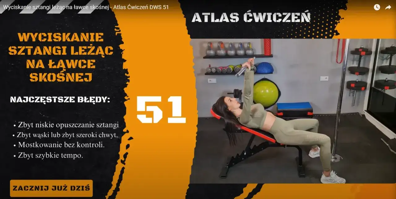 Wyciskanie na ławce skośnej - Technika, kąt, efekty